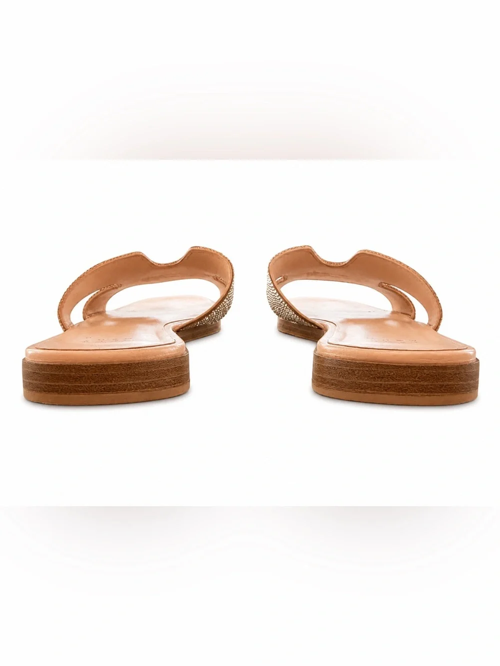 Sparkly Rhinestones Nude Slide Sandals with Crystal-Strap Accents in H Style - Picture 6 of 11